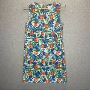 Tabitha Webb Pineapple Hawaiian Stretch Cotton Blend Sleeveless Dress